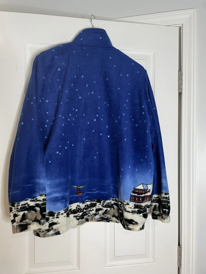 Blair VINTAGE Fleece Jacket winter Lighthouses  zip up - LARGE - Image 2 of 3