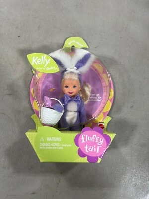 Vintage Fluffy Tail Kelly Sister of Barbie Doll Easter Bunny Purple D17 #3