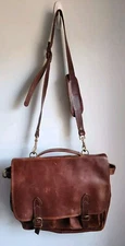 VTG VILLAGE TANNERY Designs by Sevestet New York All Leather Briefcase Brown