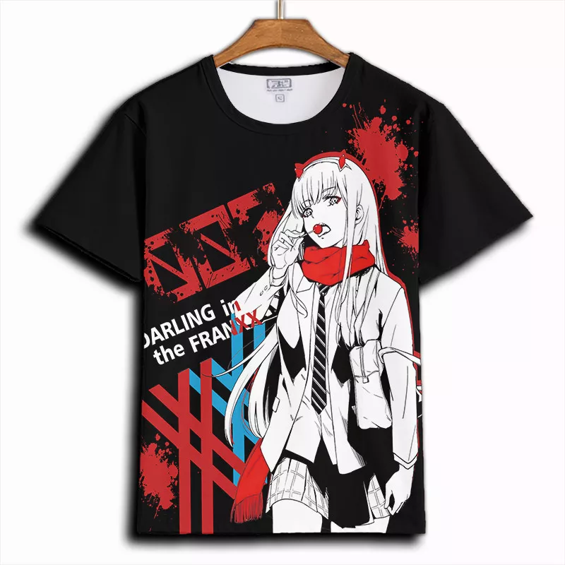 Anime Darling In The Franxx Short Sleeve T-shirt + Shorts Zero Two Cosplay  Costumes Two Piece Set Men Women Summer Streetwear Casual Two Pieces