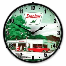 NEW L.E.D. SINCLAIR GAS STATION 2 -  LED LIGHTED RETRO CLOCK - FREE SHIP* 