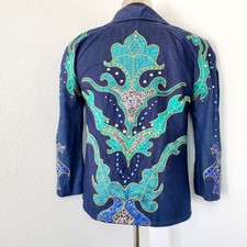 Vtg Glizy Jean Jacket Rhinestone Blazer Womens Unique Jacket Rodeo Dolly Parton