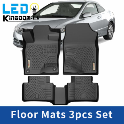 3Pcs Car Floor Mats for 2016 - 2021 Honda Civic All Weather Anti-Slip TPE Liners