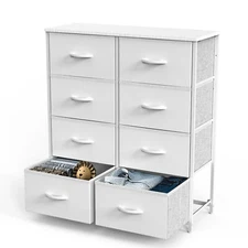 Dresser With 8 Fabric Drawers, 4-Color Drawer Storage Cabinet, Clothes Organizer