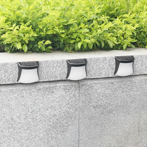 Solar Led Wall Light Dusk To Dawn Outdoor Waterproof Lamp Cool White Fence - Picture 7 of 9