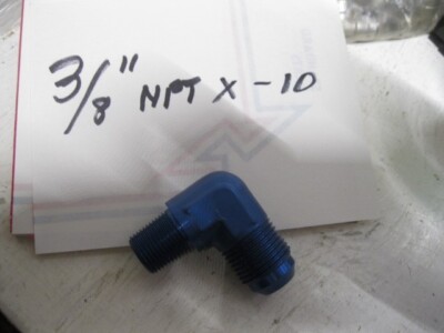 1 qty -10 an x 3/8'' npt 90 degree aluminum fitting, blue