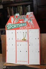 Vintage Gay Sportsman Football Key Chain Store Display Counter-top Board