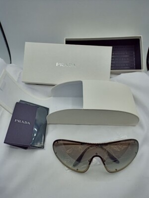 PRADA CATWLAK SHEILD SUNGLASSES SPR 73V ZVN0A7 PALE GOLD W/ BROWN GRADIENT