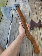 Custom Handmade DAMASCUS STEEL CAMPING HATCHET TOMAHAWK AXE Wood Handle EDC