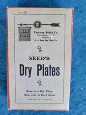 SEED'S DRY PLATES ; EASTMAN KODAK COMPANY ; FACTORY SEALED BOX ; ONE DOZEN