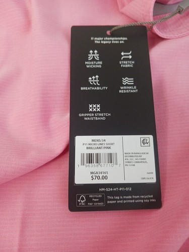 Walter Hagen Men's 9" Inseam Performance 11 Micro Lines Pink Shorts Size 34 - Picture 5 of 6