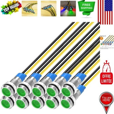 Durable 10pcs Green LED Indicator Lights   Modern Waterproof Panel Mount Design