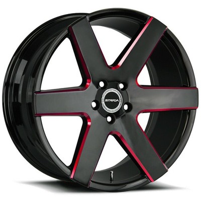 Strada S60 Coda 22x9.5 5x5.5/5x139.7 24 Black Milled Red Wheels(4) 87.1 22'' inch