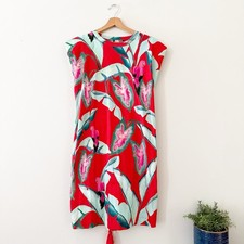 Farm Rio  Red Floral Tie Back Mini Dress Structured Shoulders Size XL