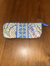 Retired Vera Bradley Capri Blue Brush Katie Pencil Case Quilted