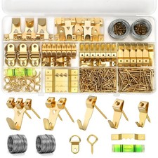Lmutexyi 322Pcs Picture Hanging Kit, Professional Hangers with Gold