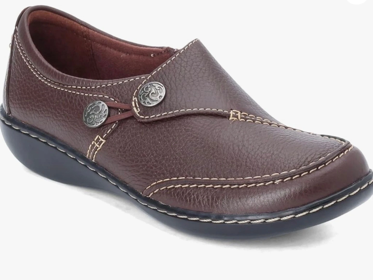 Scarpe mocassino Clarks da donna Ashland Lane Q nuove con scatola in pelle sequoia UK3 5