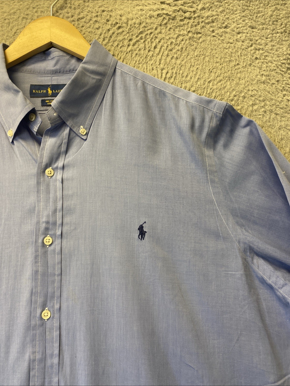 Camicia Ralph Lauren cotone uomo XXL logo pony manica lunga blu 136 4