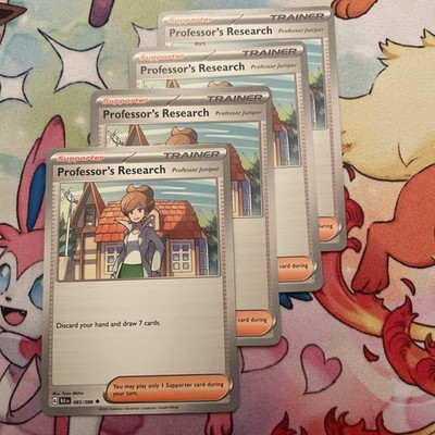4x Professor's Research : Juniper 085/086 - Black Bolt / Playset Pokémon TCG