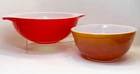 VTG Pyrex Cinderella “Friendship” 4qrt #444 & “Flameglo”1/2 Qt #40 Mixing Bowls