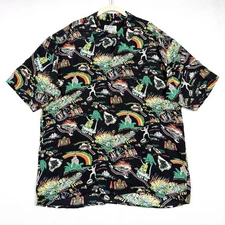 Avanti Hawaiian Shirt Mens XXL 2XL Silk Pacific Crossroads Loop Collar Hawaii