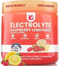 Electrolytes Powder – Raspberry Lemonade Flavor – No Sugar Hydration Supplement 