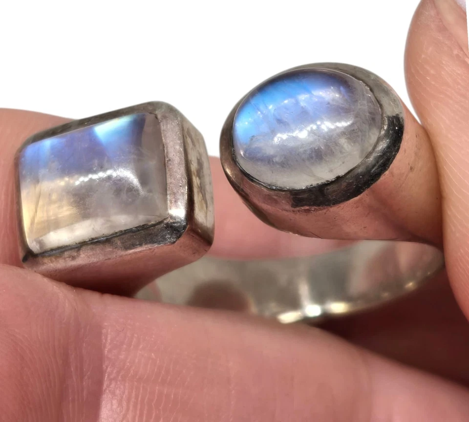 Anillo Moderno Piedra Lunar Plata Esterlina Talla 9.5 Peso 14gm Unisex Piezas Estate Foto 2 de 4