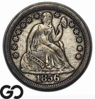 1856 Seated Liberty Dime, Large Date, Choice XF++/AU, Better Date Variety!