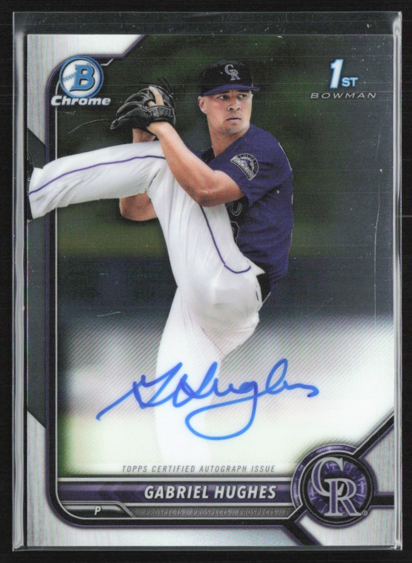 Gabriel Hughes 2022 Bowman Draft Chrome 1st Auto #CDA-GH Colorado Rockies