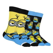 Minions Socks Men's 2-Pair Kevin Stuart Phil Allover One Size, Mulitcolored