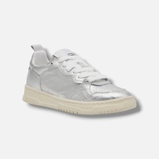 Steve Madden Womens Silver Everlie Platform Leather Court Sneakers Shoes Sz 7.5M