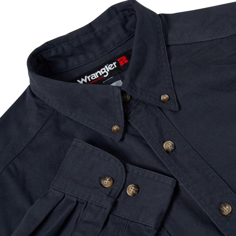 New Mens Wrangler Riggs Shirt 100 Cotton Twill Workwear Top Button Pocket Casual - Image 4 of 4
