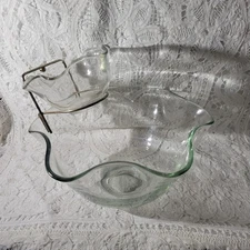 Vintage Anchor Hocking 3 pc. Swedish Modern Clear &  Gold Chip and Dip Set