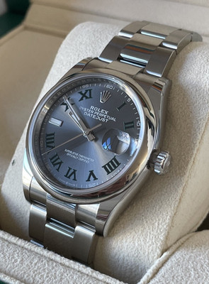 Rolex 36 Datejust 126200-0018 Bombiert Oyster Grau Grün ''Wimbledon'' NEU +PAPIERE