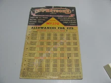 McPherson's Limited 1940s Allowances for Fits Chart Selling As Shown As Is