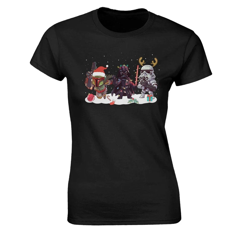 Darth Vader Stormtroopers Star Wars Cartoon Christmas T-shirt Kids Men's Women's - Image 4 of 4