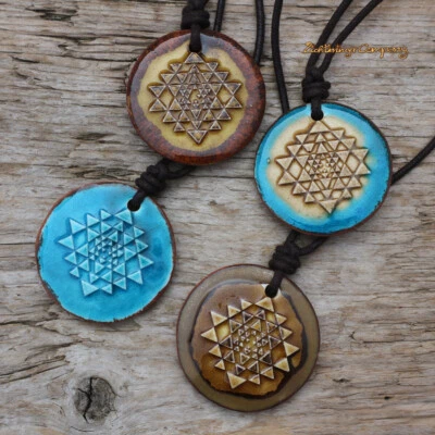 Sri Yantra Halskette Heilige Geometrie Amulett -Neclays Schmuck- natürlich vegan - Bild 1 von 4