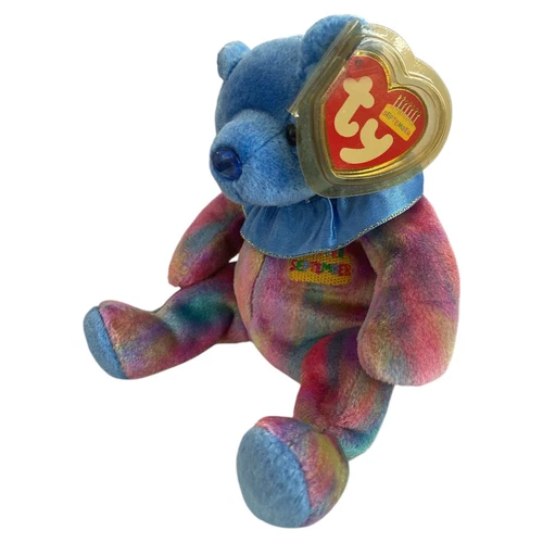 RARE TY Birthday Beanie Collection Sapphire September Tie Dye Bear Vintage NWT