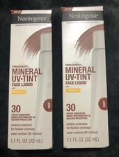 New Lot Of 2 Boxes Neutrogena Mineral UV Tint Face Liquid Sunscreen 4/2025