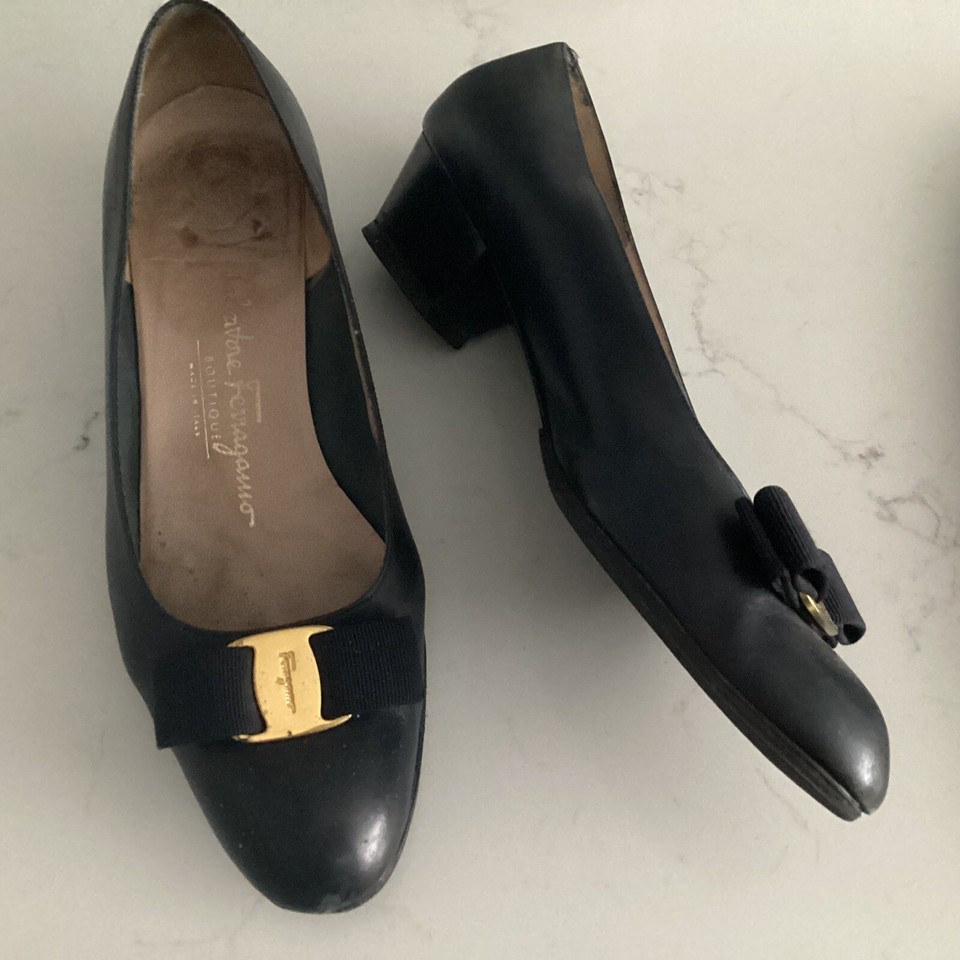 FERRAGAMO NAVY VARA SHOES U.K. 6.5 eBay