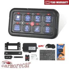 8 Gang Switch Panel On-Off LED Light Circuit Control (Blue Back light)