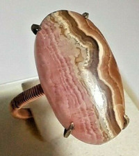 ring anello da donna gemma rodocrosite montatura unica realizzata a mano