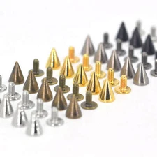 Cone Punk Studs Spikes Screw-back Rivets for Leather Crafts Jacket Shoes 7x10mm