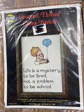 needle magic inc #703 life is a mystery To Be Lived counted cross stitch 5x7 new