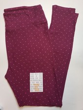 LuLaRoe TC Leggings Solid BURGUNDY with Polka Dots Tall  Curvy Size 12-18 NWT