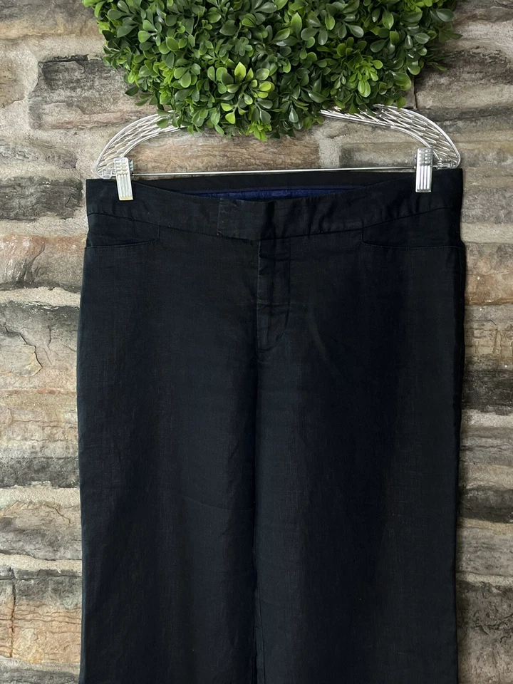 Pantalones de tiro medio Merona de lino forrados negros talla 10 Foto 2 de 4