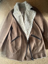 Stradivarius Jacke Kurzmantel Wildlederimitat Teddy Fell Gr. S 34 36 Braun