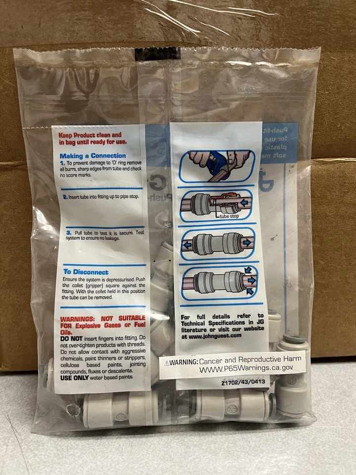 John Guest Reducing Union - 1/4 x 3/16 Part # P1200806S : 10 pk - Image 2 of 4