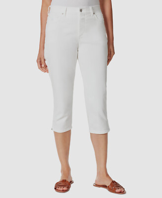 $52 Gloria Vanderbilt Women's White Stretch Capri Straight Jeans Pants Size 16