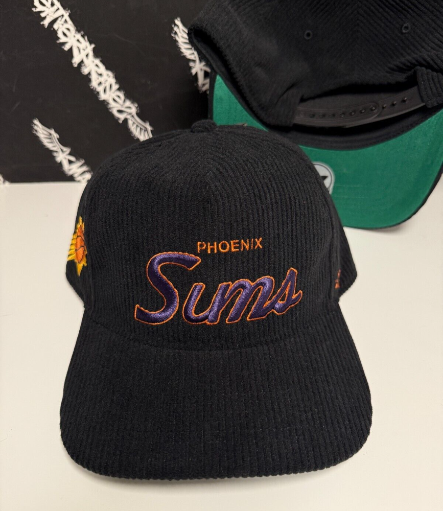 Phoenix Suns Retro Script Black Corduroy Hitch Snapback Hat NWT